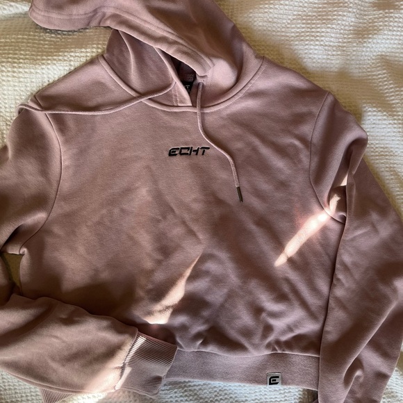 Echt tapered cropped hoodie in mauve. Size medium - Picture 3 of 4